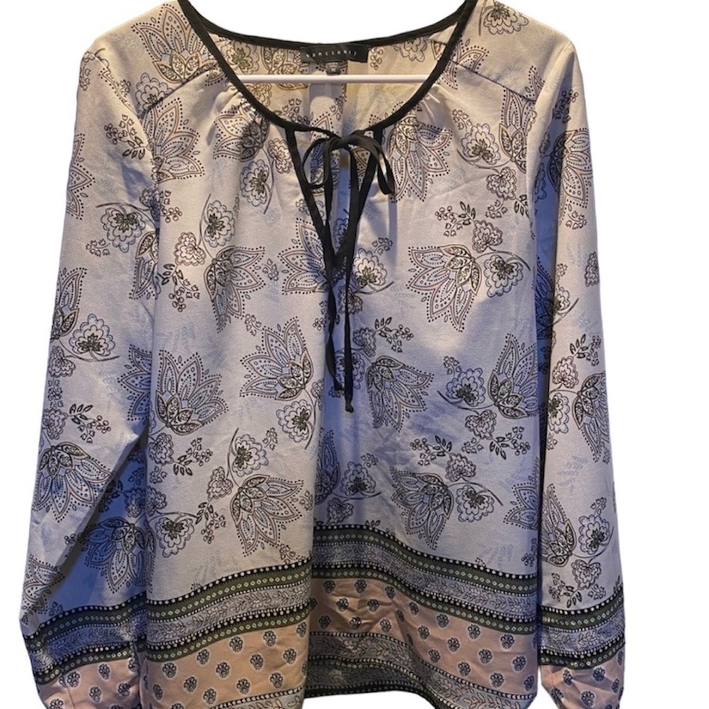 Sanctuary Shirt Cottagecore Black & White Floral Loose Fitting Size Medium